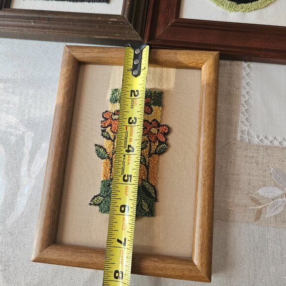 Set of 4 Vintage Embroidered Flower Wall Art - Picture 11 of 16